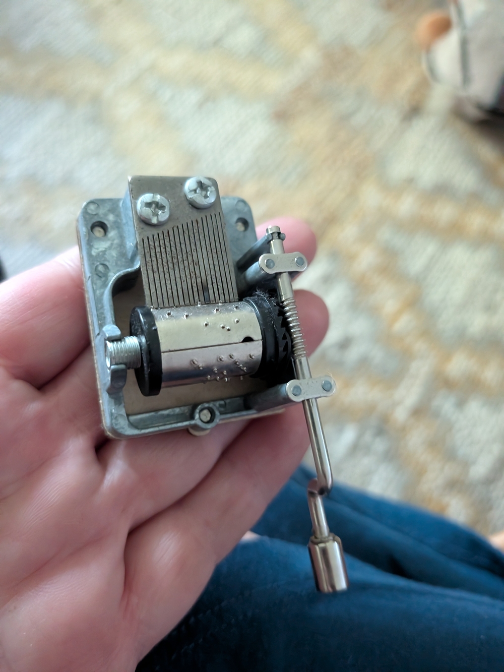 Hand-Crank Silver Music Box Movement - Metal Mechanical Music Mechanism